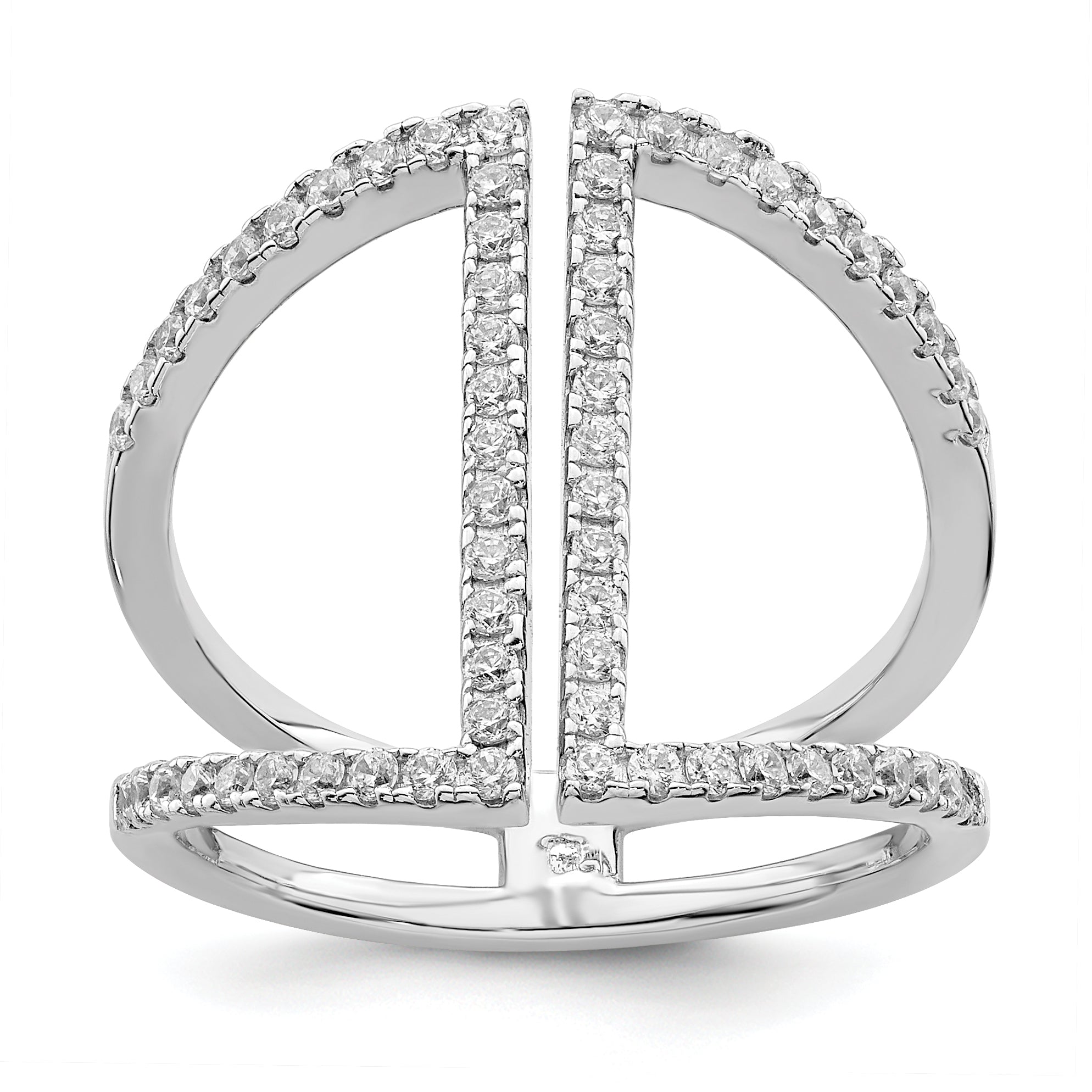 Brilliant Embers Sterling Silver Rhodium-plated 62 Stone Micro Pav‚ CZ Ring Main image