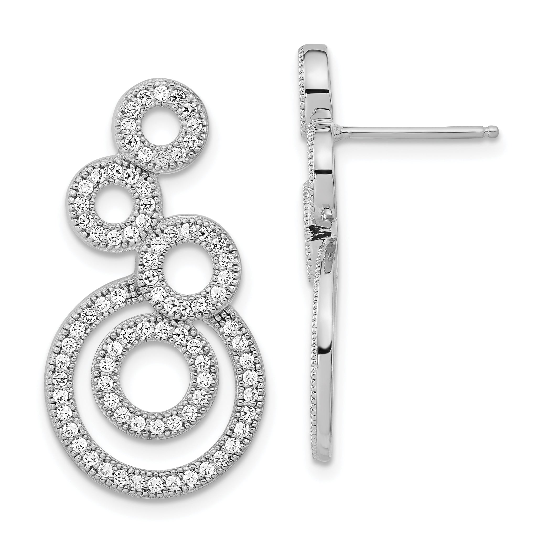Brilliant Embers Sterling Silver Polished CZ Fancy Circle Post Dangle Earrings Main image