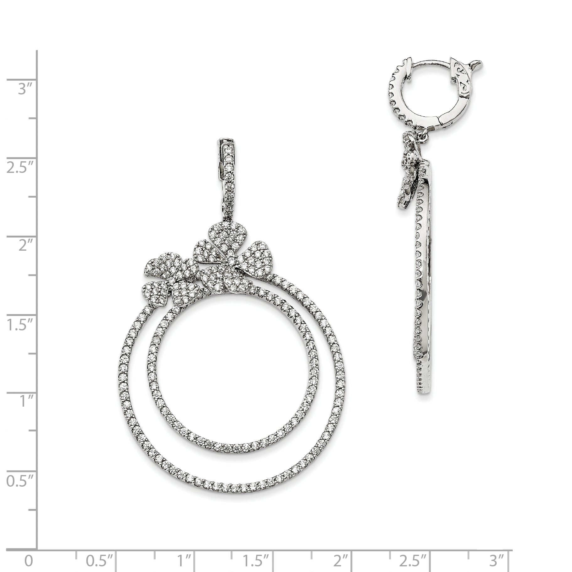 Sterling Silver 925 CZ Dangle Hoop Earrings by Sophia Jewelers Secondary image