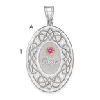 Sterling Silver Rhodium-plated/14k Bezel Crystal Family Pendant