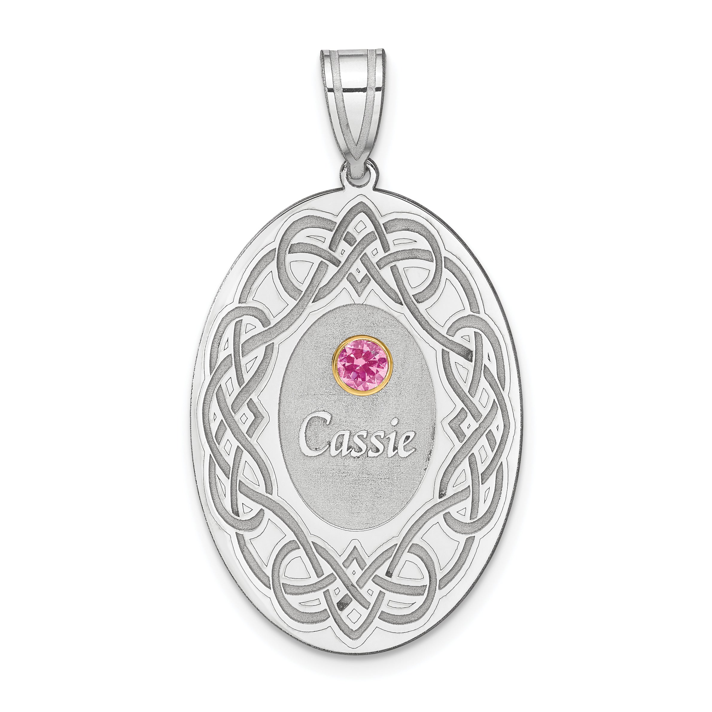Sterling Silver Rhodium-plated/14k Bezel Crystal Family Pendant Main image