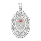 Sterling Silver Rhodium-plated/14k Bezel Crystal Family Pendant
