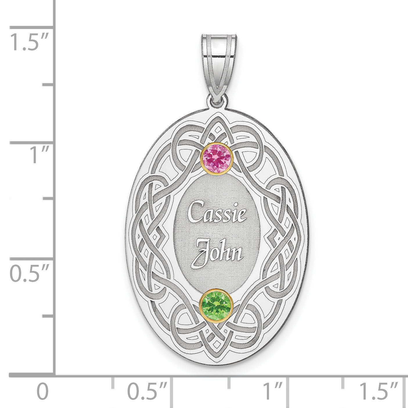 Sterling Silver Rhodium-plated/14k Bezel Crystal Family Pendant Secondary image