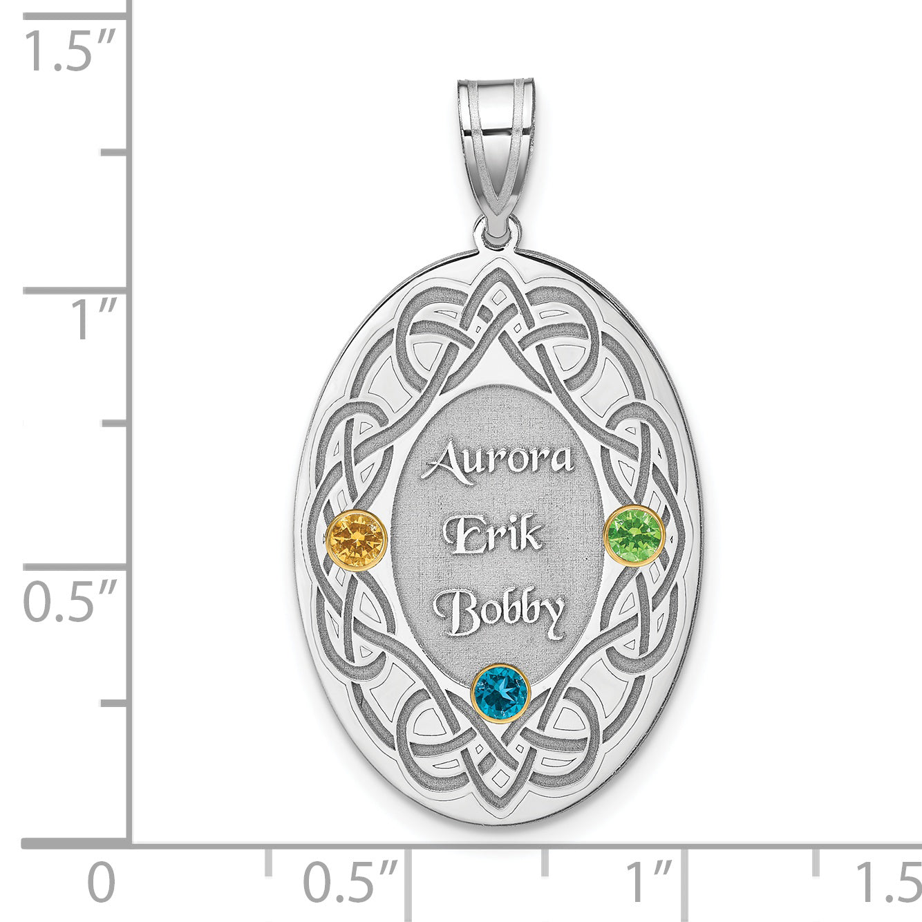 Sterling Silver Rhodium-plated/14k Bezel Crystal Family Pendant Secondary image