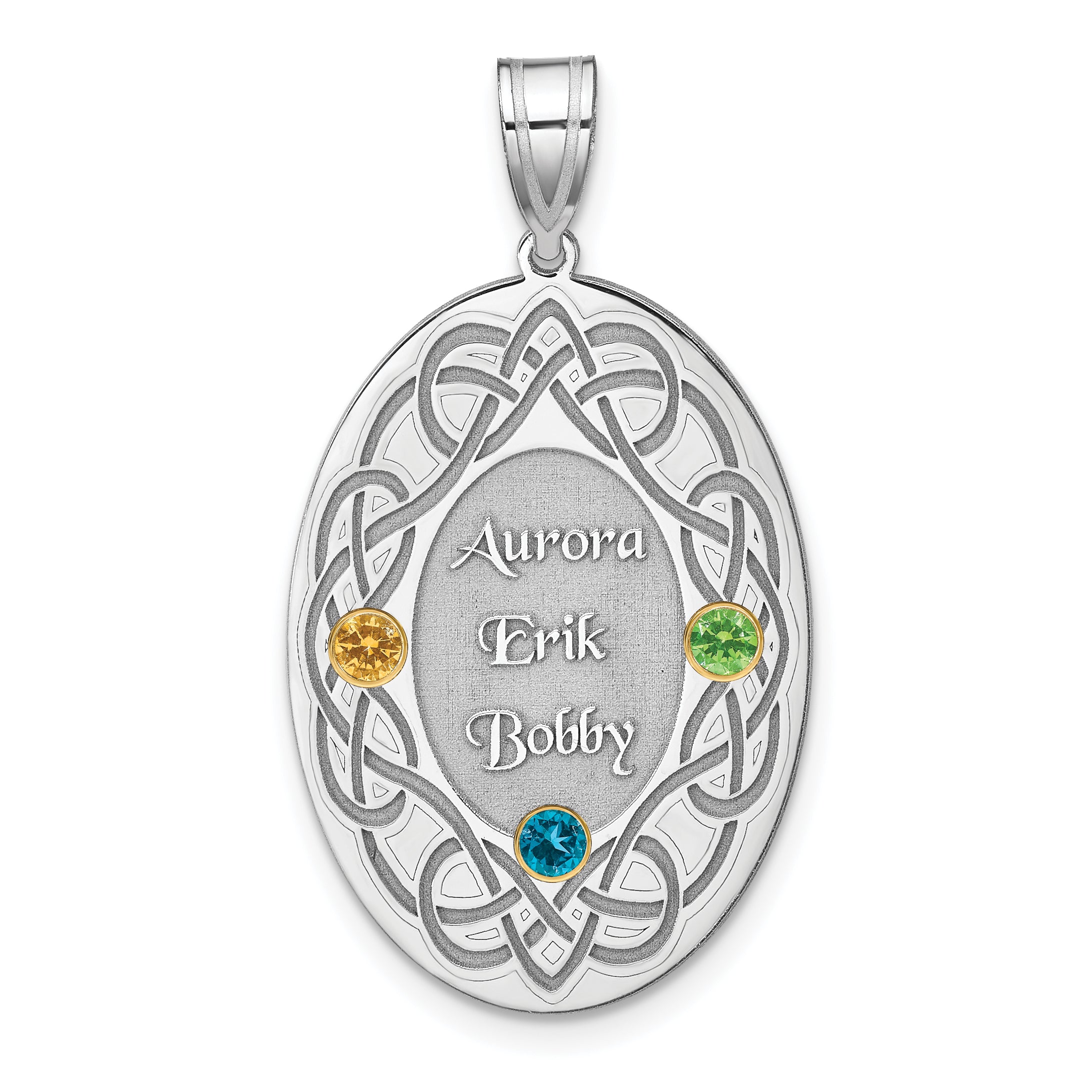 Sterling Silver Rhodium-plated/14k Bezel Crystal Family Pendant Main image