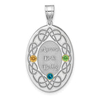 Sterling Silver Rhodium-plated/14k Bezel Crystal Family Pendant