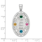 Sterling Silver Rhodium-plated Crystal Family Pendant