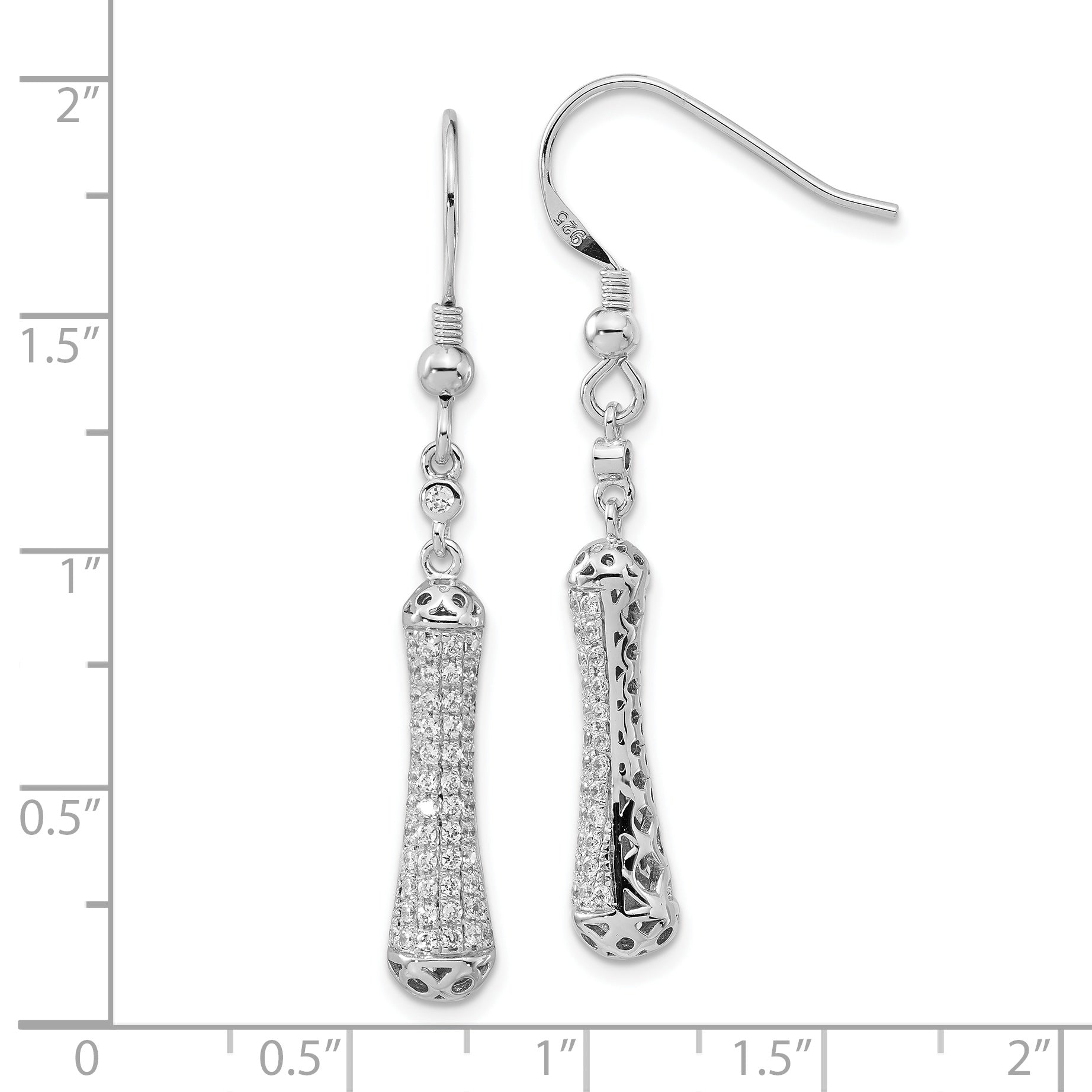 Sophia Jewelers Sterling Silver CZ Dangle Earrings with Rhodium Polish