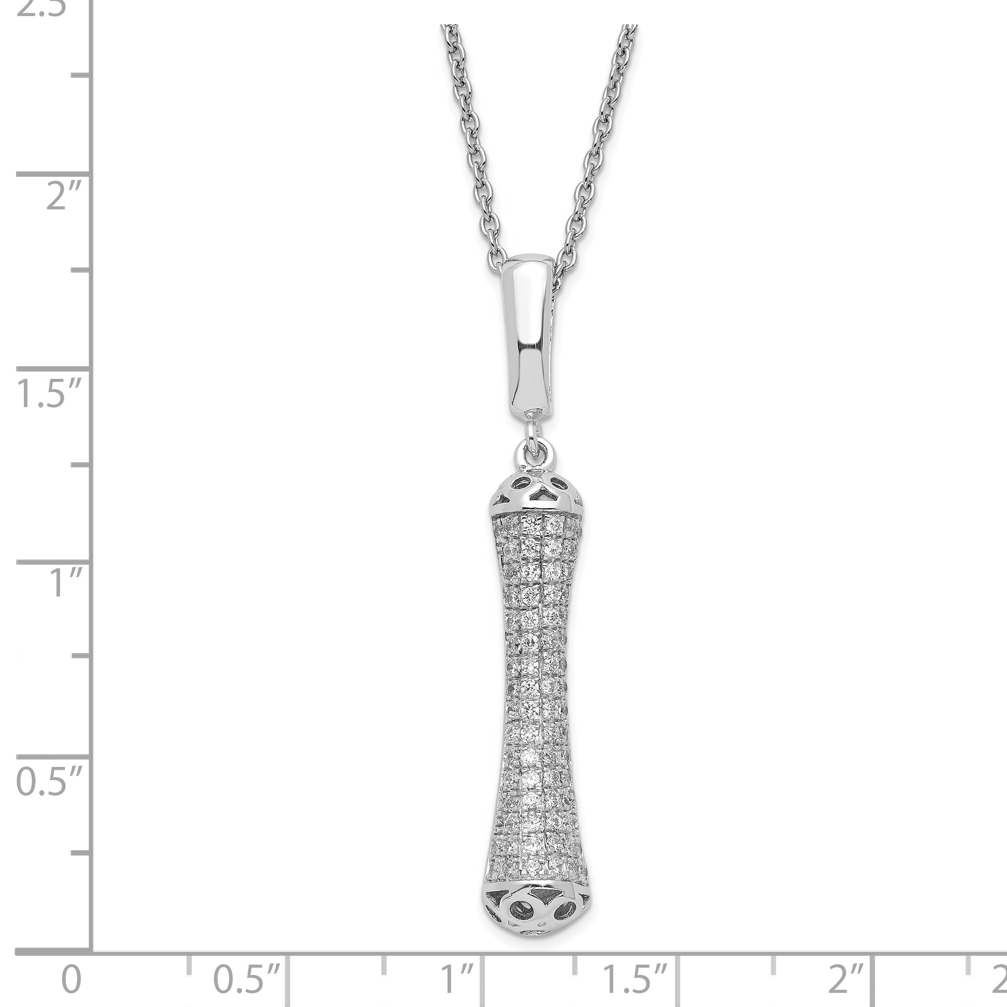 Sophia Jewelers Sterling Silver CZ Necklace with Elegant Rhodium-Plated Finish