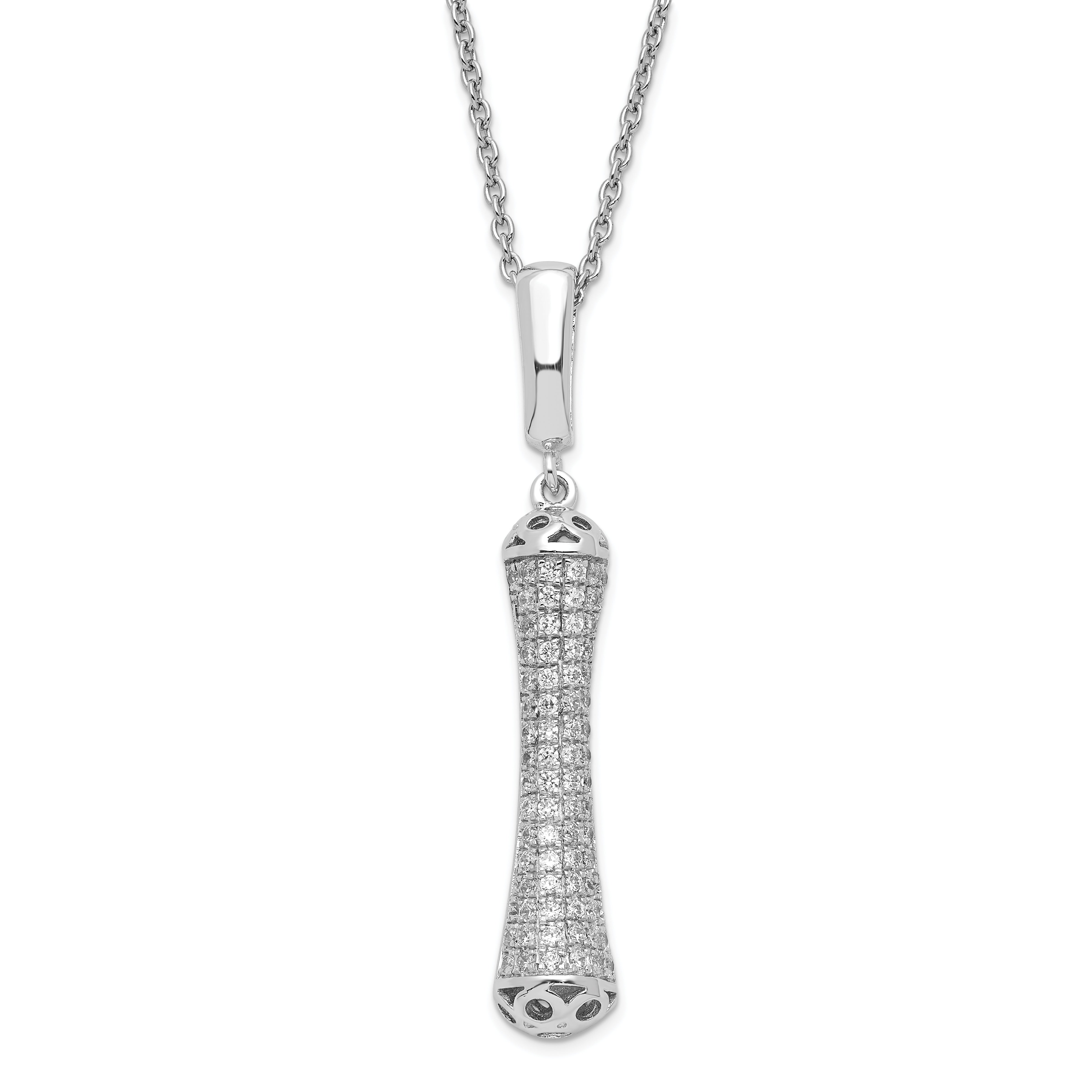 Sterling Silver Rhodium-Plated CZ Brilliant Embers Fancy Necklace Main image