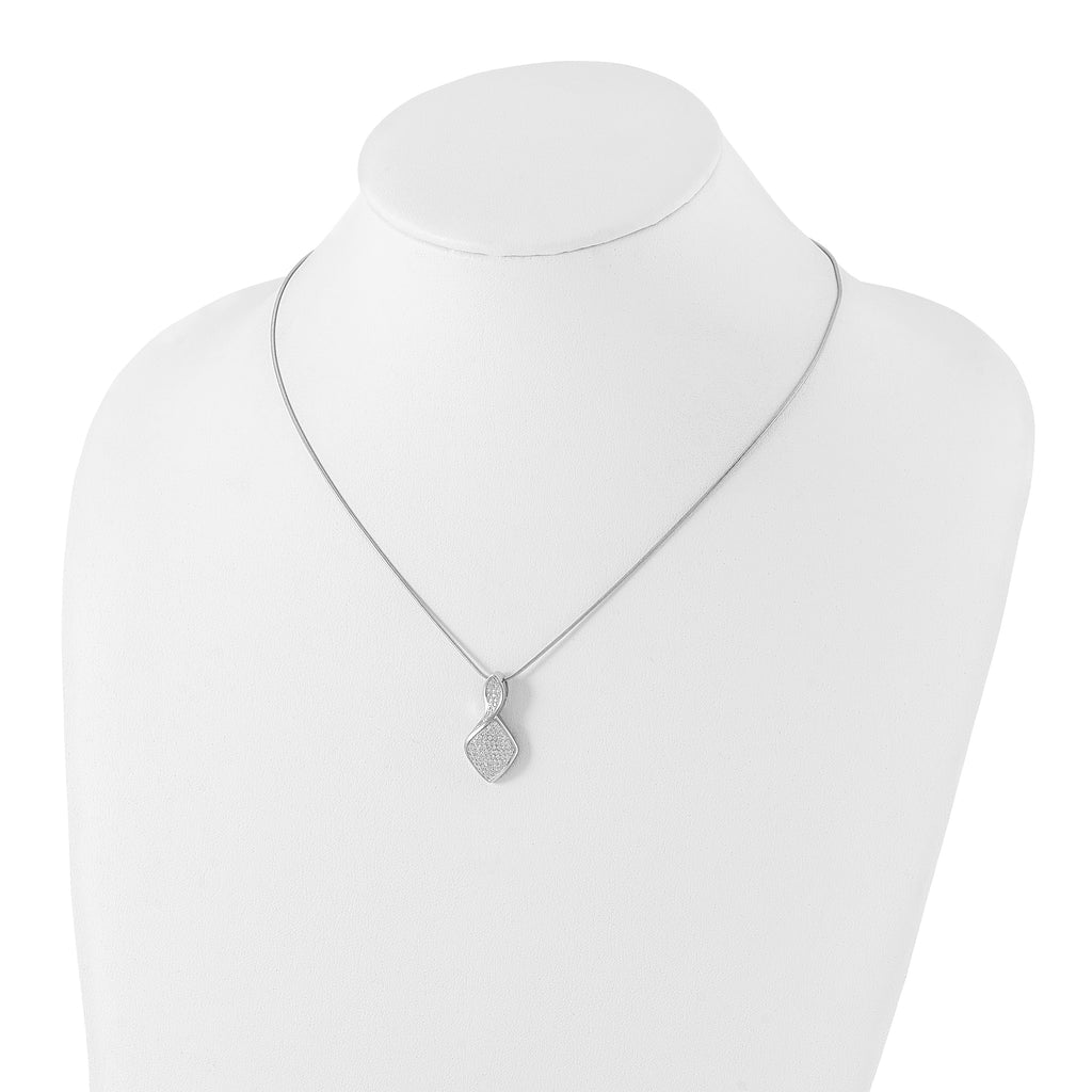 Sterling Silver 925 Necklace with CZ Pendant and Polished Finish