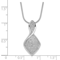 Sterling Silver & CZ Brilliant Embers Fancy Curve Pendant Necklace