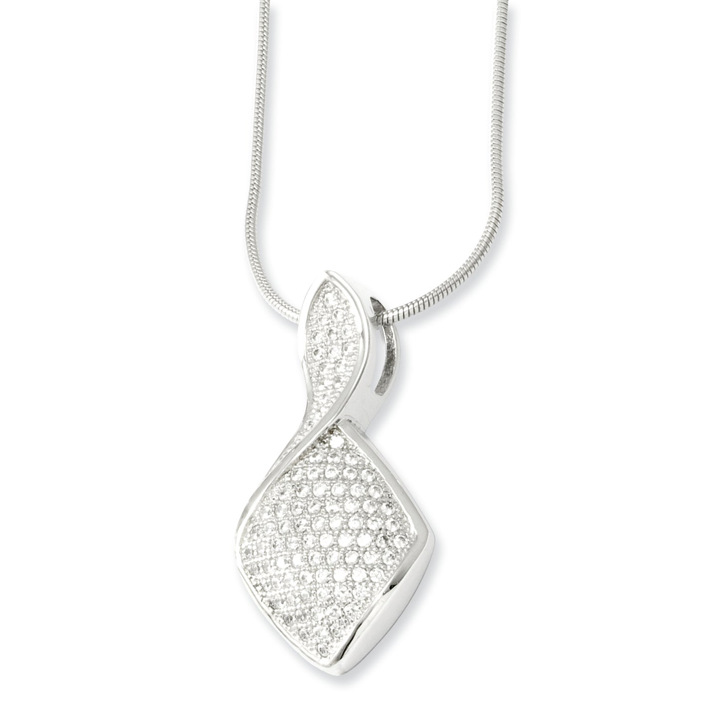 Sterling Silver 925 Necklace with CZ Pendant and Polished Finish Secondary image
