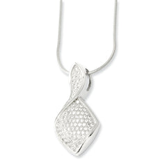 Sterling Silver & CZ Brilliant Embers Fancy Curve Pendant Necklace