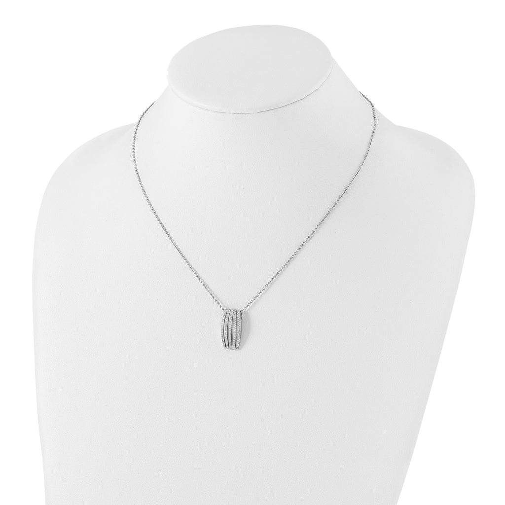 Sophia Jewelers Sterling Silver CZ Polished Fancy Necklace for Women