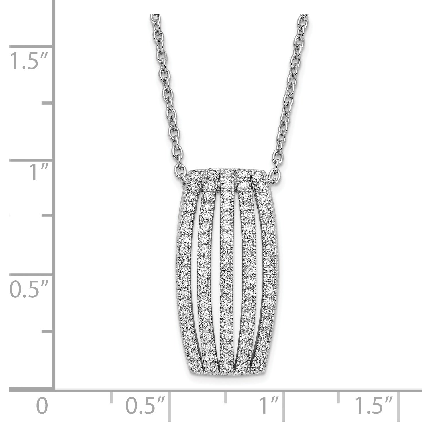Sophia Jewelers Sterling Silver CZ Polished Fancy Necklace for Women