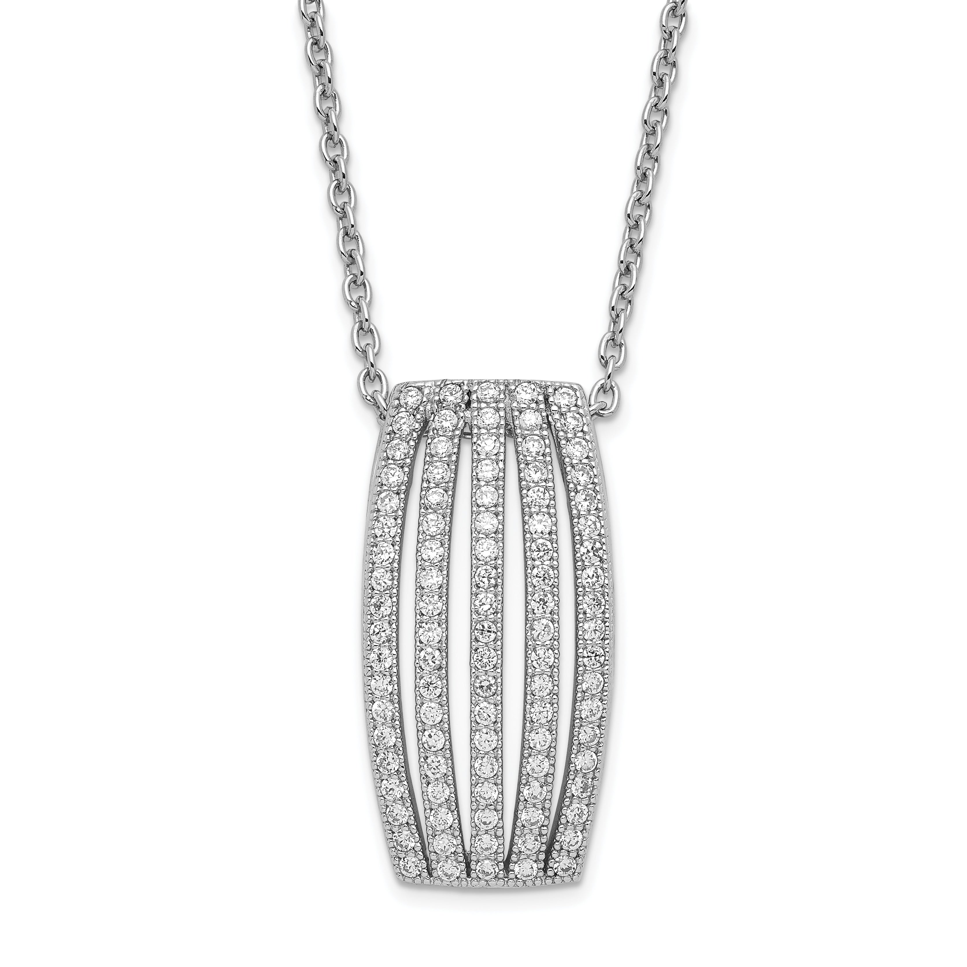 Sterling Silver & CZ Brilliant Embers Polished Fancy Necklace Main image