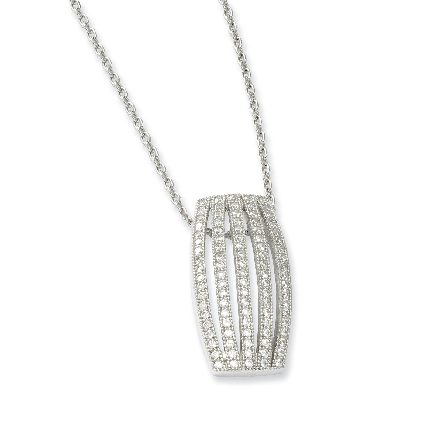 Sophia Jewelers Sterling Silver CZ Polished Fancy Necklace for Women Secondary image