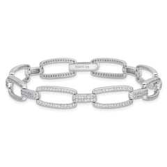 Brilliant Embers Sterling Silver Rhodium-plated 354 Stone 7.25 inch with Box Catch Clasp Micro Pav‚ CZ Polished Bracelet