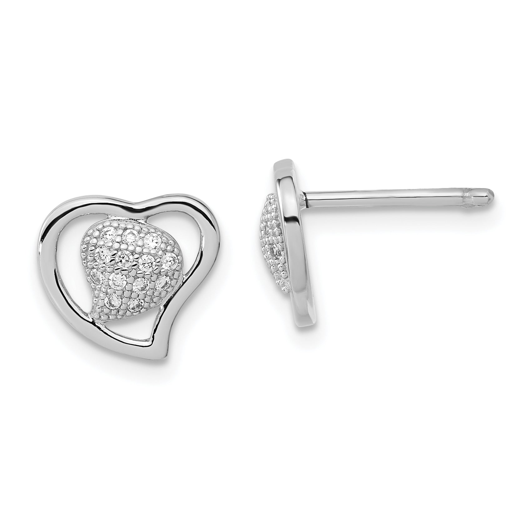 Brilliant Embers Sterling Silver Polished CZ Heart Post Earrings Main image