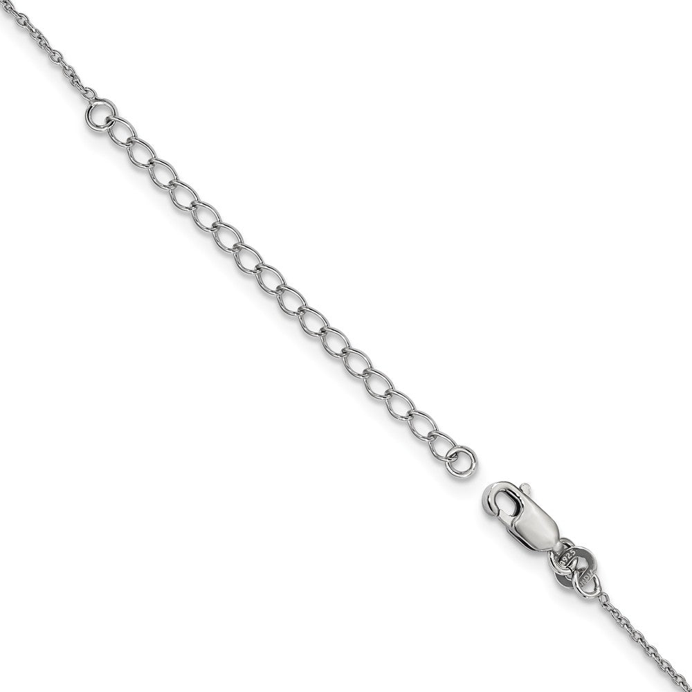 Sterling Silver CZ Pendant Necklace with Rhodium Polished Finish