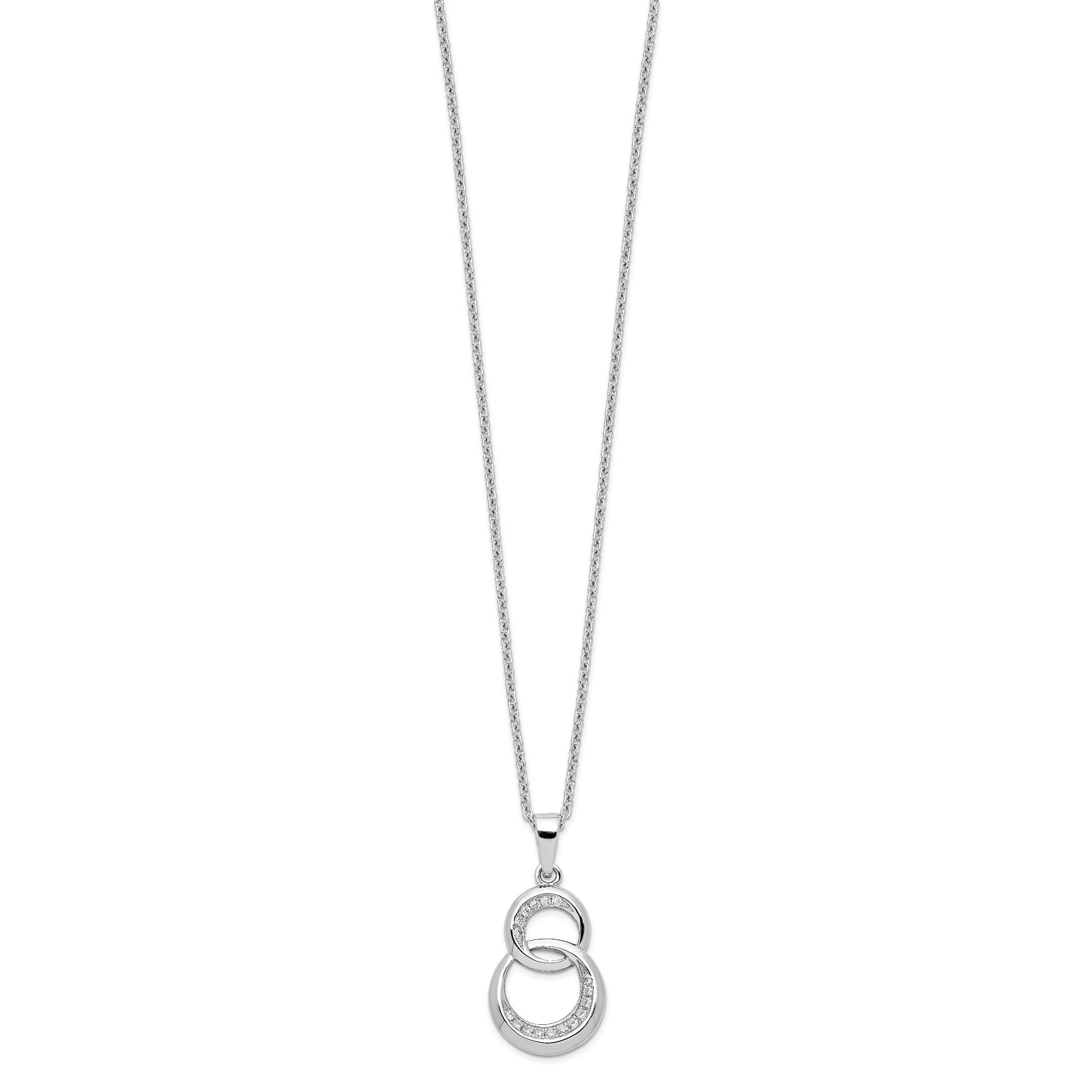 Brilliant Embers Sterling Silver Rhodium-plated 26 Stone 18 inch Micro PavÃƒÆ’Ã†â€™Ãƒâ€šÃ‚Â¢ÃƒÆ’Ã‚Â¢Ãƒâ€šÃ¢â‚¬Å¡Ãƒâ€šÃ‚Â¬ÃƒÆ’Ã¢â‚¬Â¦Ãƒâ€šÃ‚Â¡ CZ Polished Circle Necklace with 2 Inch Extender