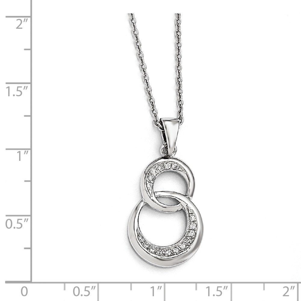 Sterling Silver & CZ Brilliant Embers Polished Circle Necklace