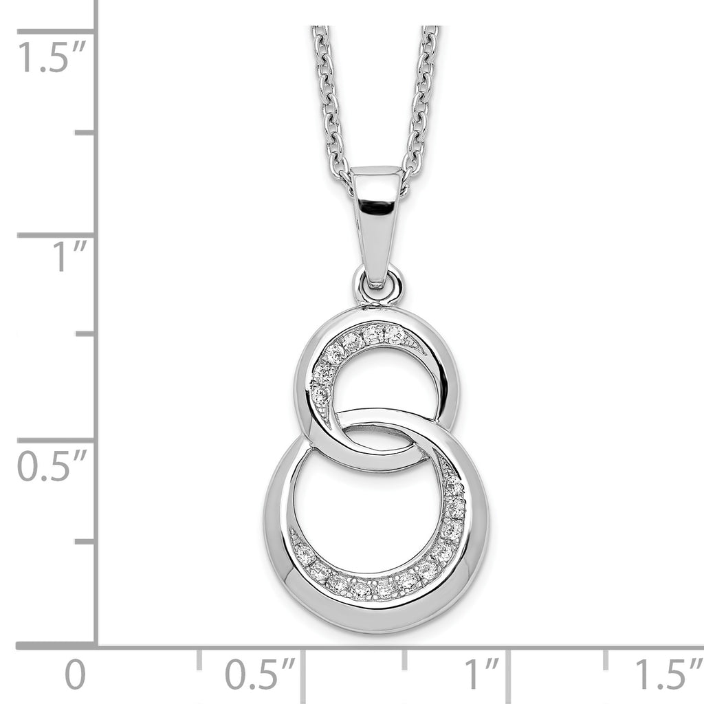 Brilliant Embers Sterling Silver Rhodium-plated 26 Stone 18 inch Micro PavÃƒÆ’Ã†â€™Ãƒâ€šÃ‚Â¢ÃƒÆ’Ã‚Â¢Ãƒâ€šÃ¢â‚¬Å¡Ãƒâ€šÃ‚Â¬ÃƒÆ’Ã¢â‚¬Â¦Ãƒâ€šÃ‚Â¡ CZ Polished Circle Necklace with 2 Inch Extender