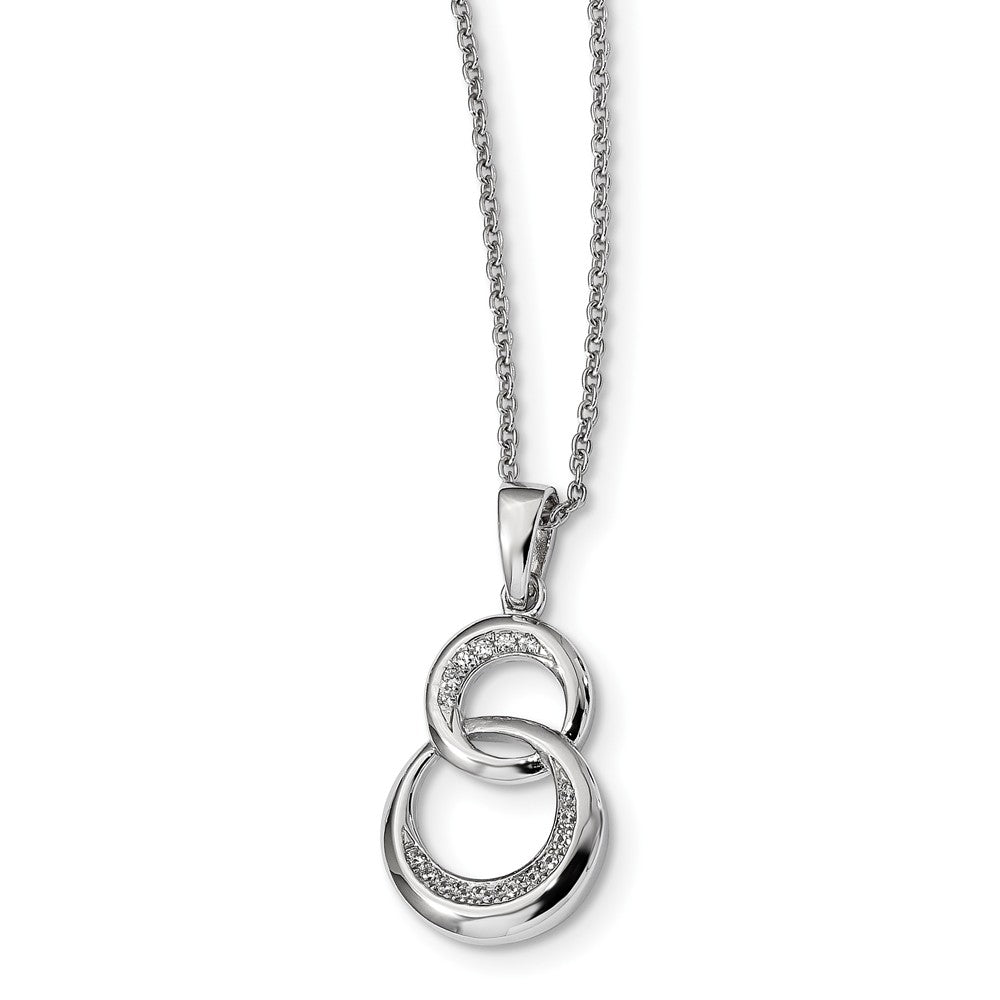 Sterling Silver CZ Pendant Necklace with Rhodium Polished Finish