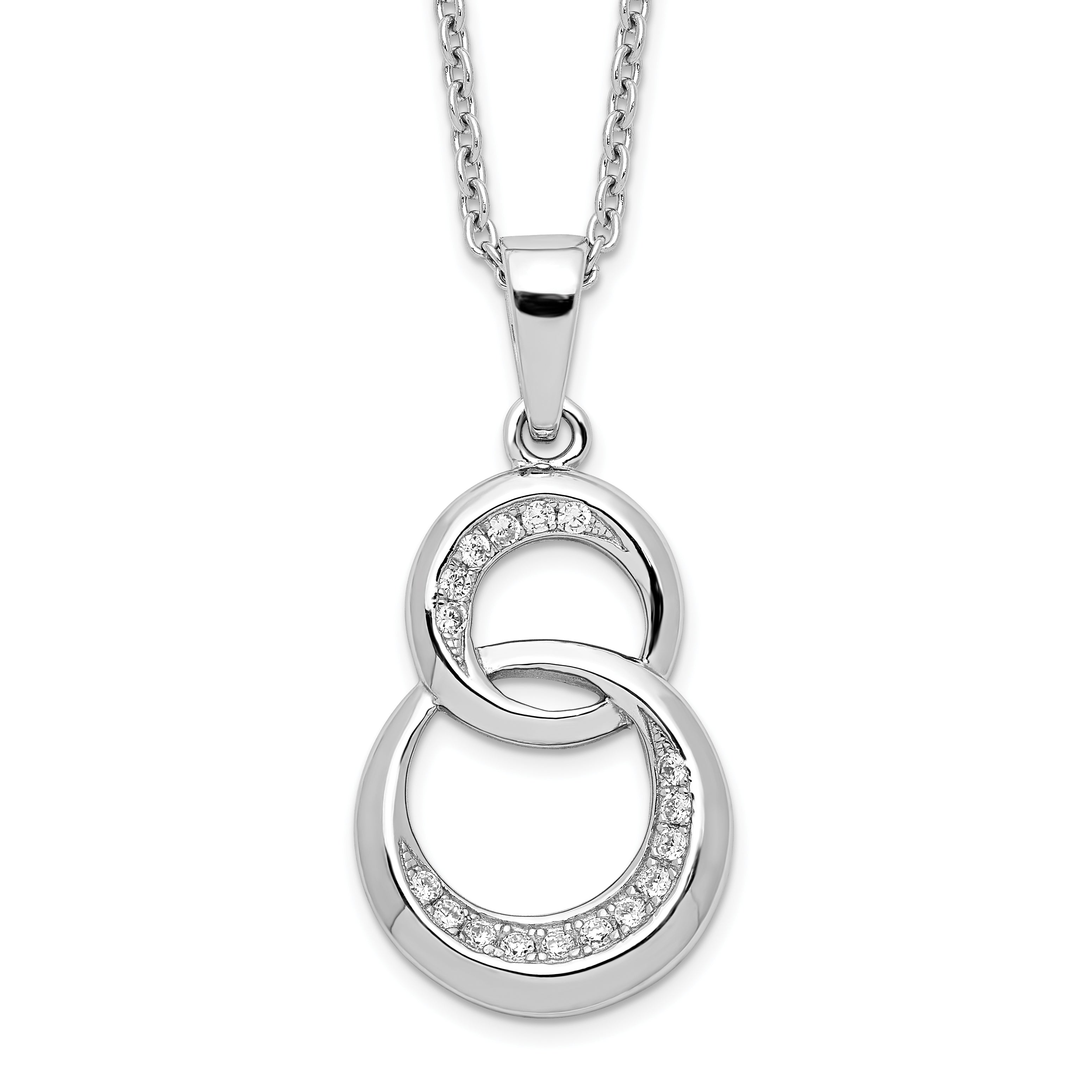 Brilliant Embers Sterling Silver Rhodium-plated 26 Stone 18 inch Micro Pav‚ CZ Polished Circle Necklace with 2 Inch Extender Main image