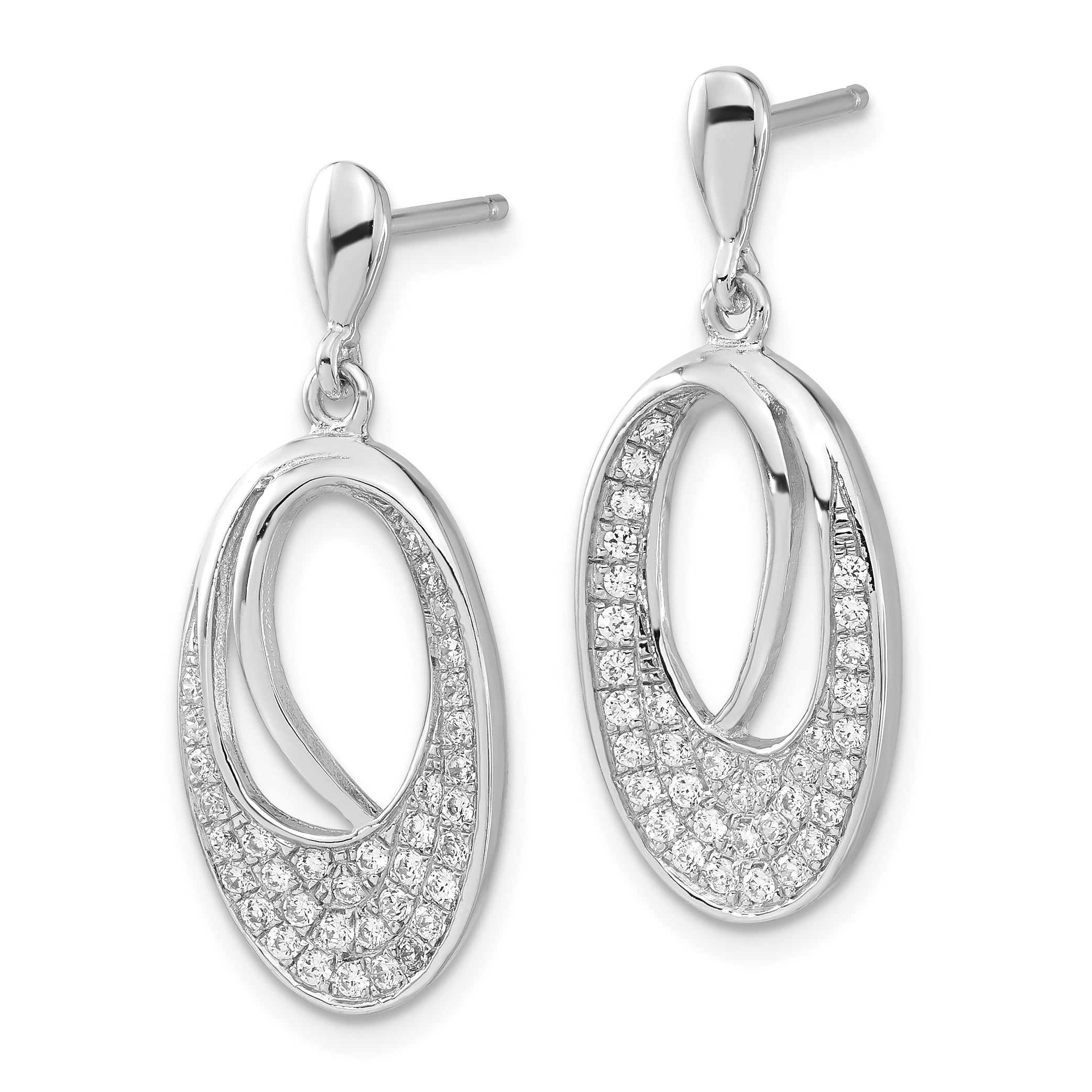 Brilliant Embers 925 Sterling Silver CZ Dangle Earrings with Polished Rhodium Finish Secondary image