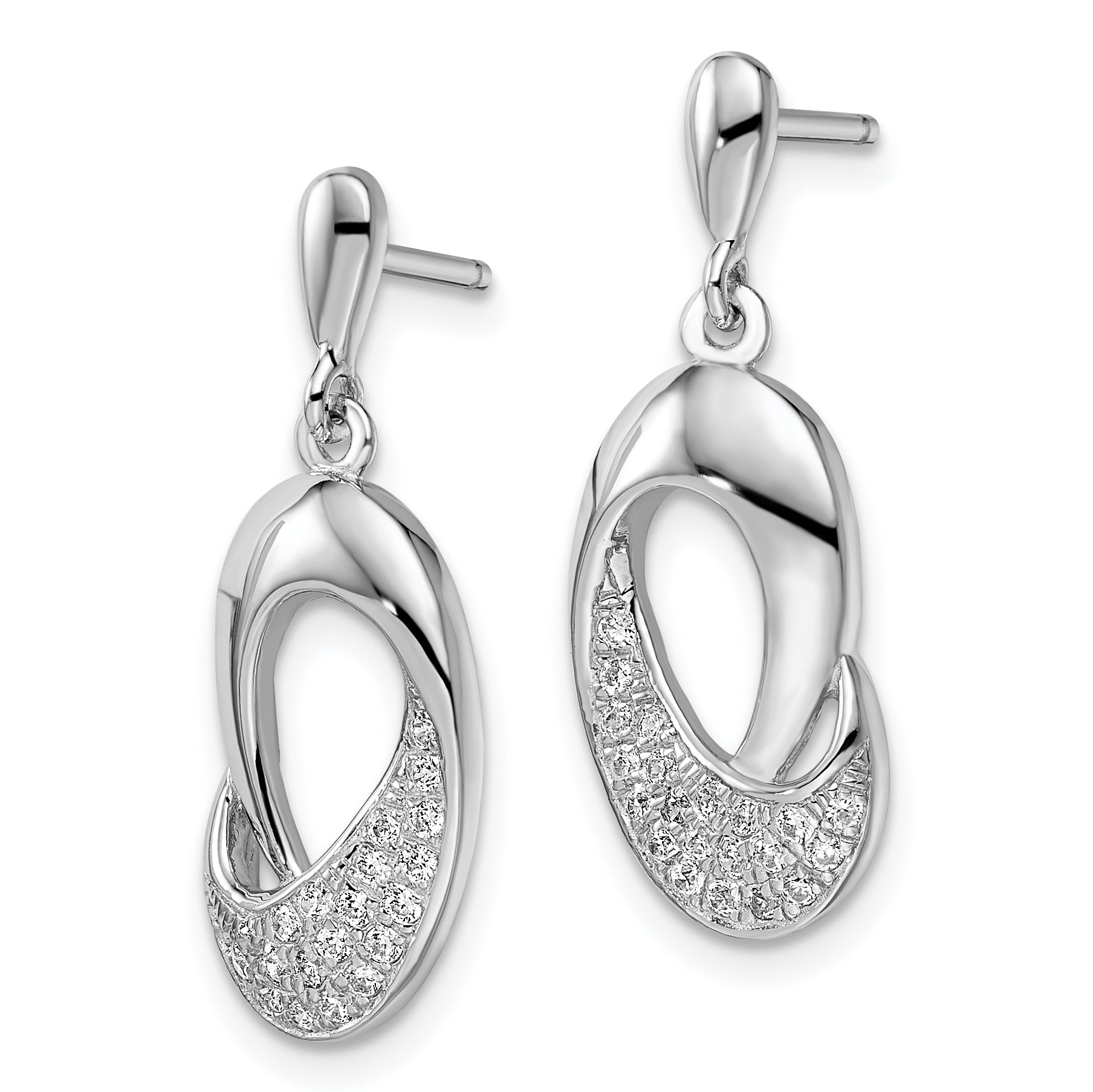 Sophia Jewelers Sterling Silver CZ Dangle Earrings with Rhodium Finish Secondary image