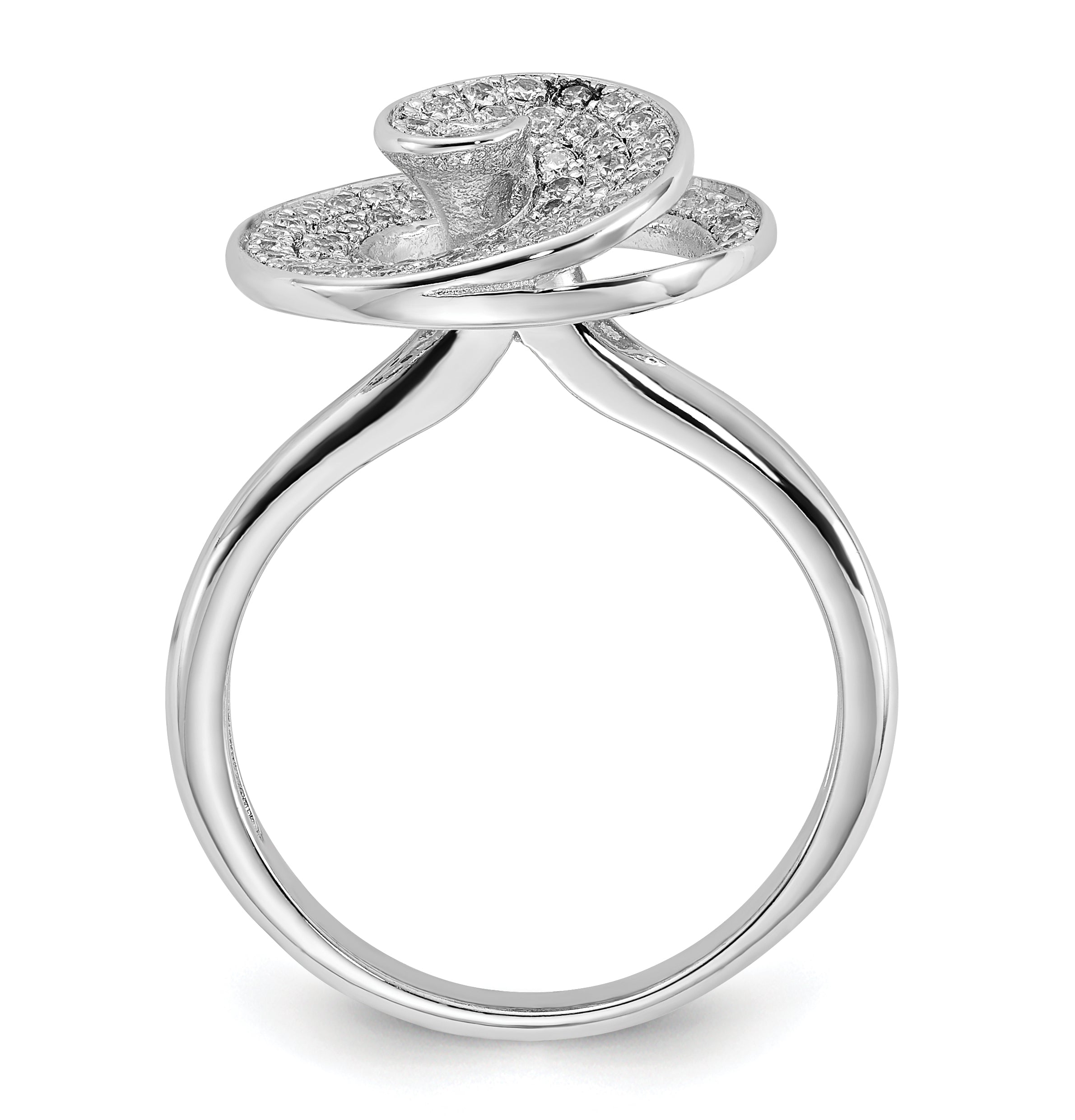 Sterling Silver & CZ Brilliant Embers Swirl Circle Ring Secondary image