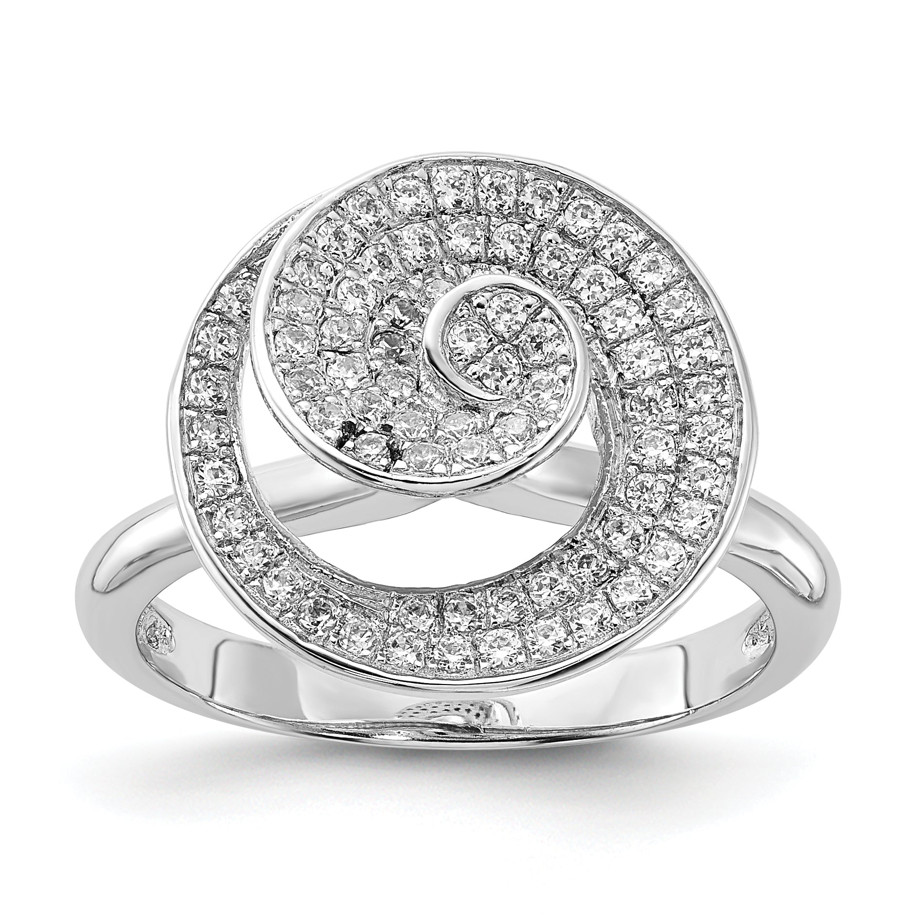 Sterling Silver & CZ Brilliant Embers Swirl Circle Ring Main image
