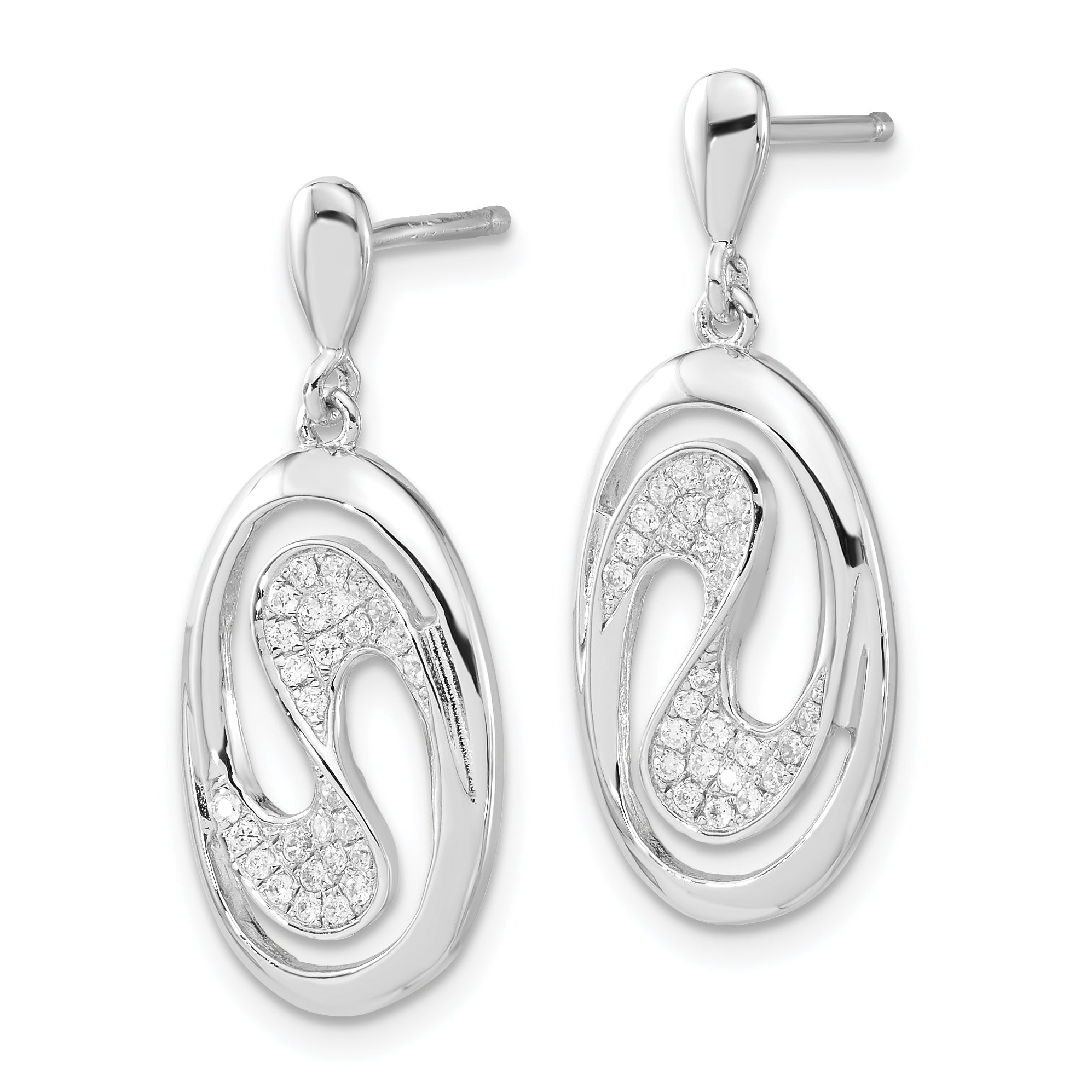 Brilliant Embers Sterling Silver CZ Dangle Earrings with Polished Finish Secondary image