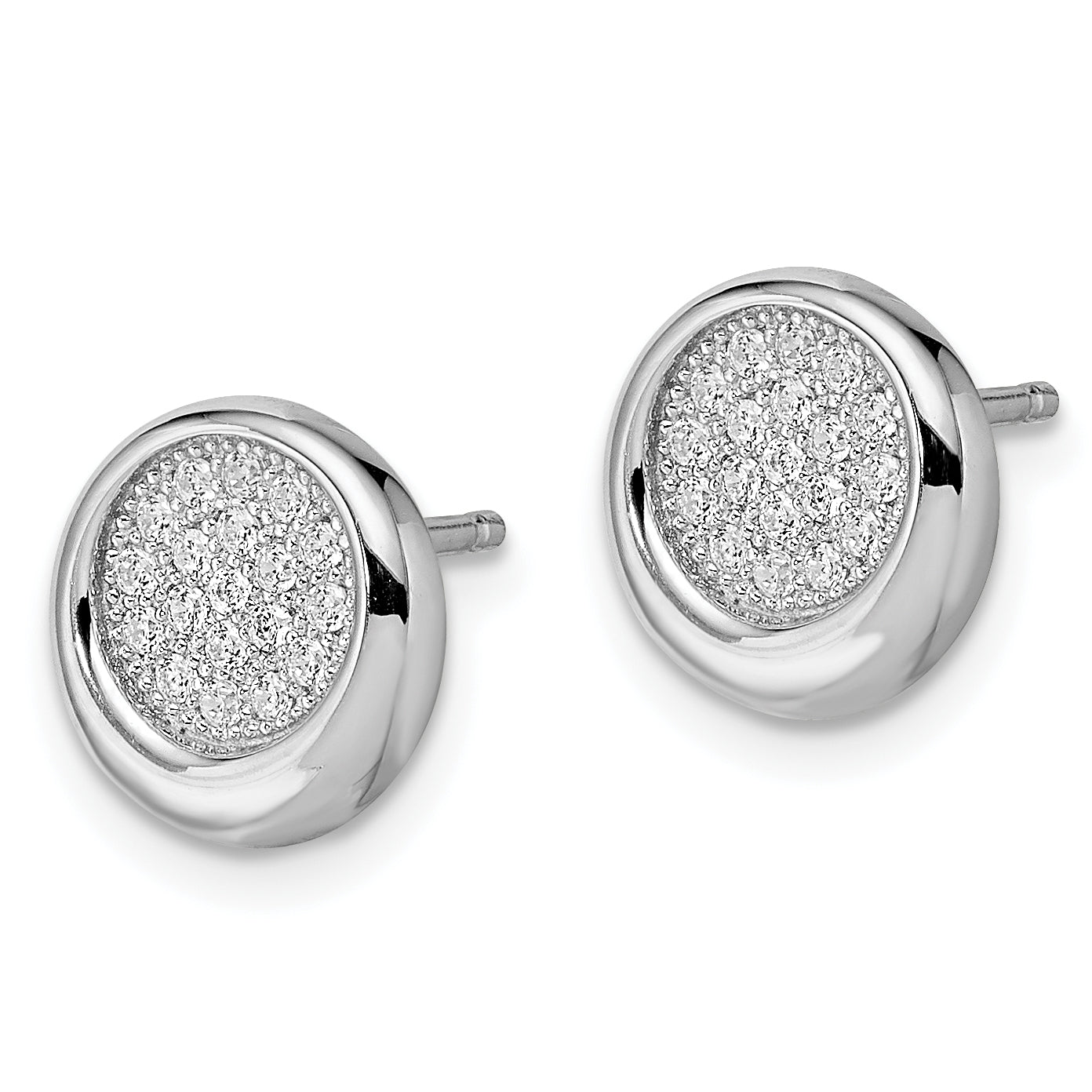Sophia Jewelers Sterling Silver 38 Stone CZ Circle Button Earrings