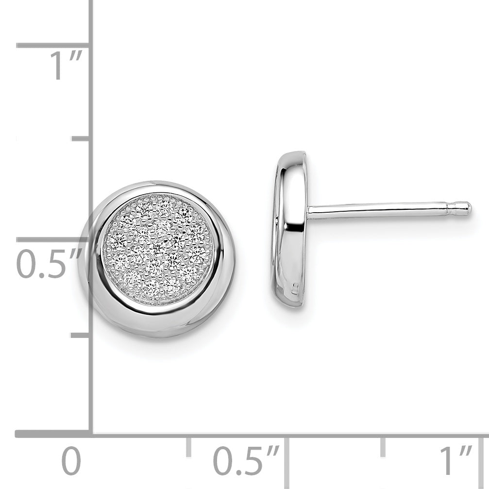 Sophia Jewelers Sterling Silver 38 Stone CZ Circle Button Earrings