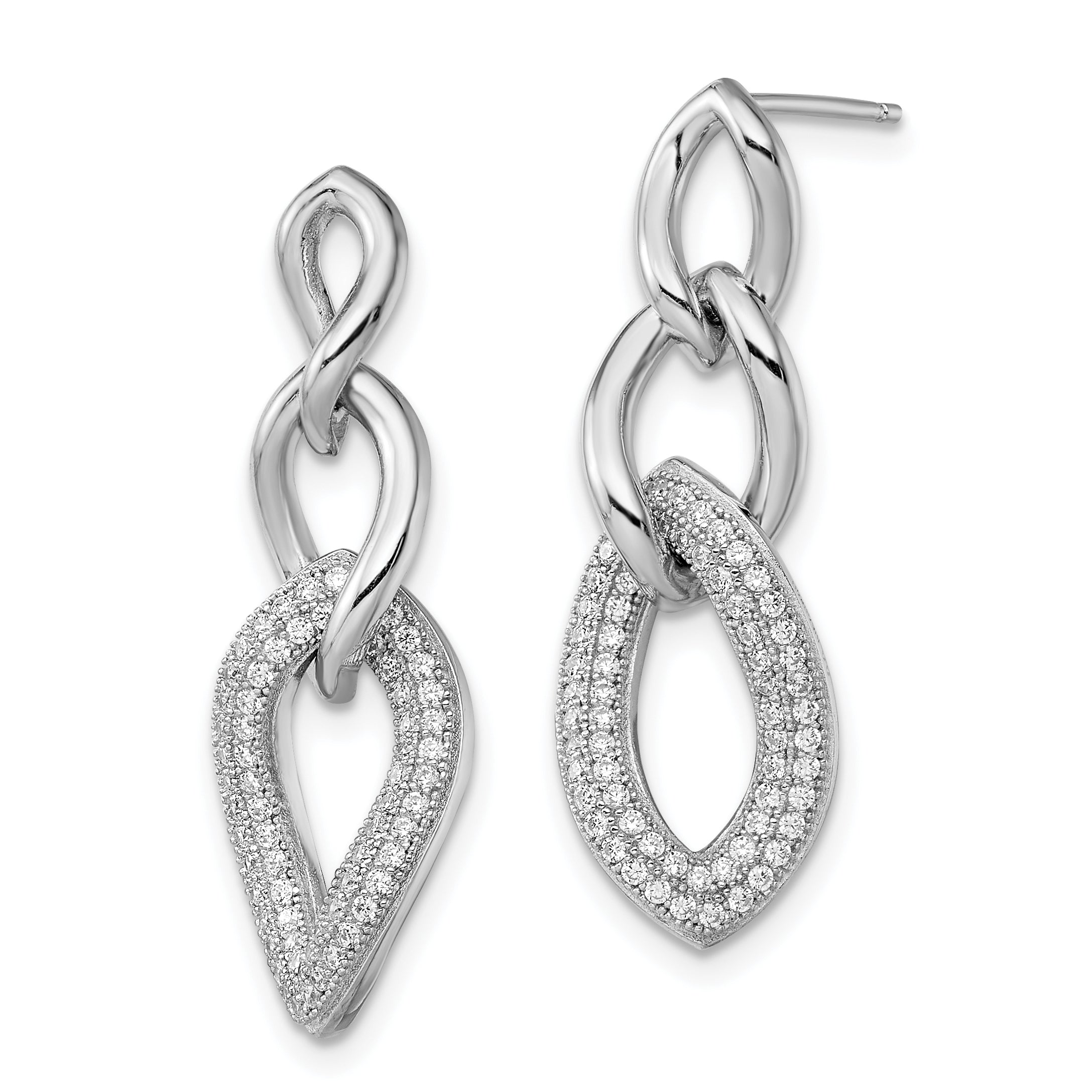Sophia Jewelers Sterling Silver CZ Dangle Earrings with Rhodium Finish