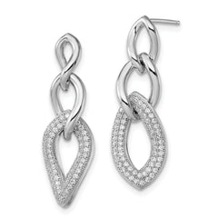 Sophia Jewelers Sterling Silver CZ Dangle Earrings with Rhodium Finish