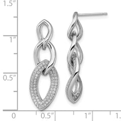 Sophia Jewelers Sterling Silver CZ Dangle Earrings with Rhodium Finish