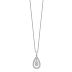Brilliant Embers Sterling Silver Rhodium-plated 64 Stone 18 inch Micro PavÃƒÆ’Ã†â€™Ãƒâ€šÃ‚Â¢ÃƒÆ’Ã‚Â¢Ãƒâ€šÃ¢â‚¬Å¡Ãƒâ€šÃ‚Â¬ÃƒÆ’Ã¢â‚¬Â¦Ãƒâ€šÃ‚Â¡ CZ Teardrop Necklace with 2 Inch Extender