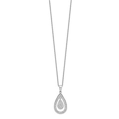 Brilliant Embers Sterling Silver Rhodium-plated 64 Stone 18 inch Micro PavÃƒÂ¢Ã¢Â‚Â¬Ã…Â¡ CZ Teardrop Necklace with 2 Inch Extender