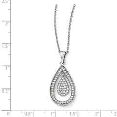 Sterling Silver & CZ Brilliant Embers Polished Teardrop Necklace