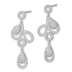 Sophia Jewelers Sterling Silver CZ Dangle Earrings with Polished Rhodium Finish