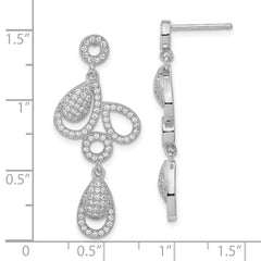 Sophia Jewelers Sterling Silver CZ Dangle Earrings with Polished Rhodium Finish