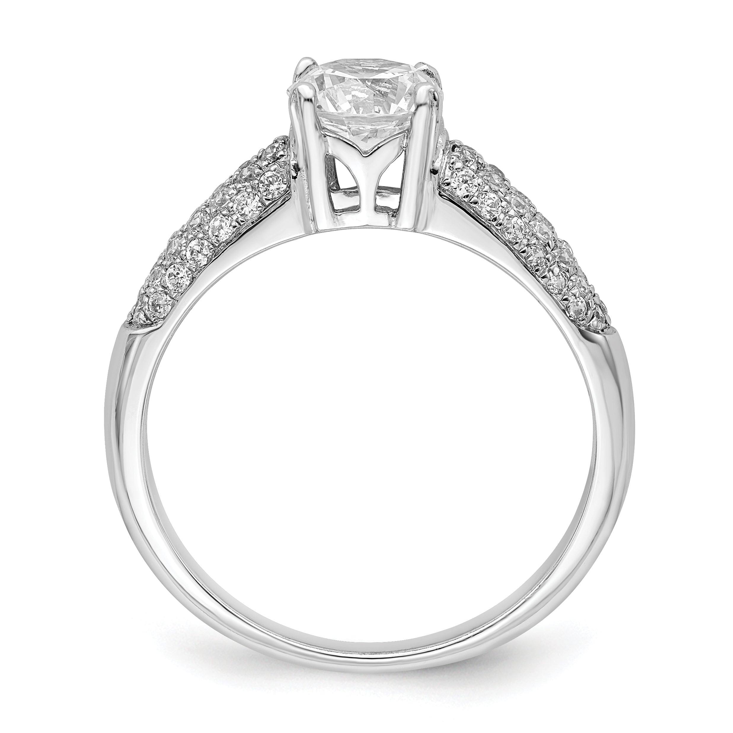 Brilliant Embers Sterling Silver Rhodium-plated 53 Stone Micro PavÃƒÂ¢Ã‚â‚¬Ã‚Å¡ CZ Ring Secondary image