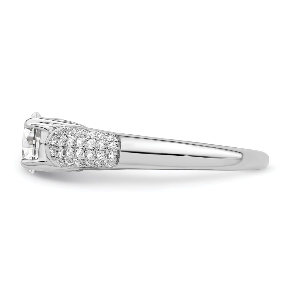 Brilliant Embers Sterling Silver Rhodium-plated 53 Stone Micro PavÃƒÂ¢Ã‚â‚¬Ã‚Å¡ CZ Ring
