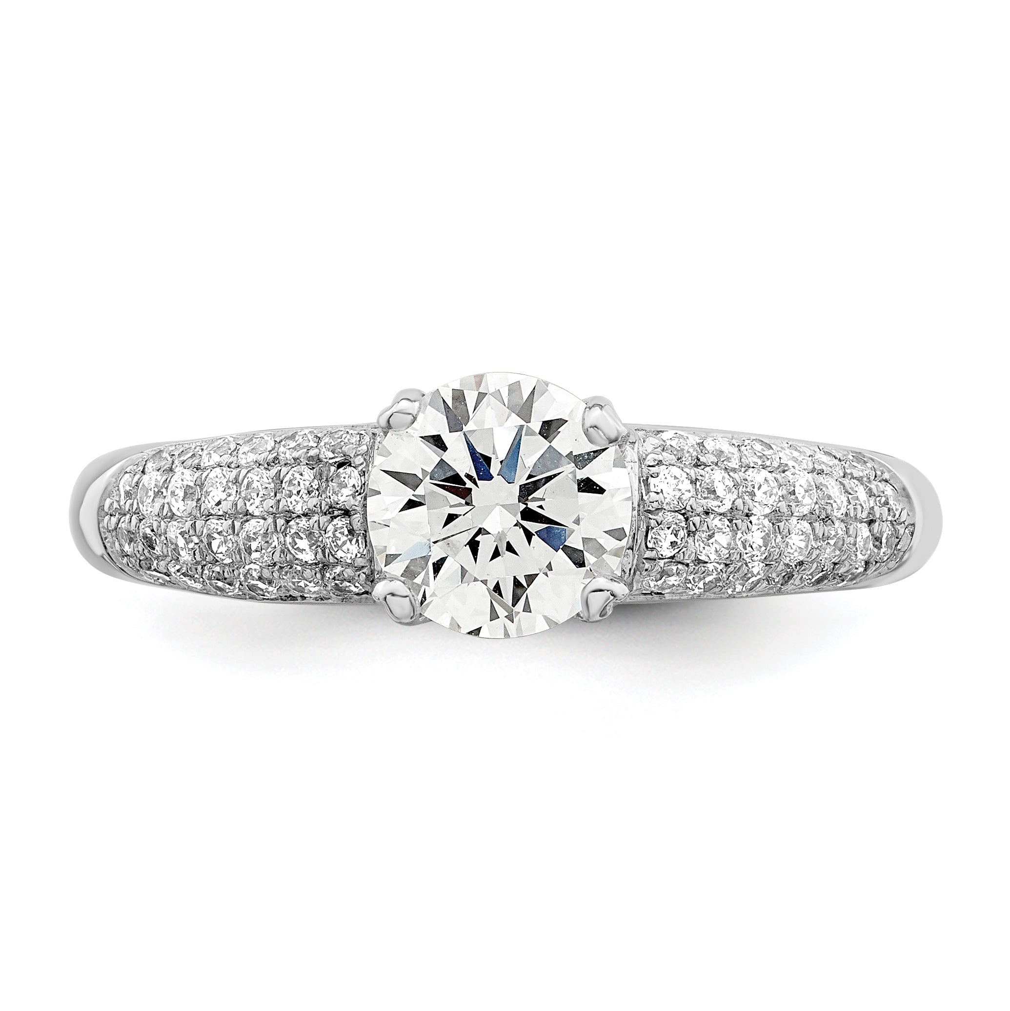 Brilliant Embers Sterling Silver Rhodium-plated 53 Stone Micro PavÃƒÂ¢Ã‚â‚¬Ã‚Å¡ CZ Ring
