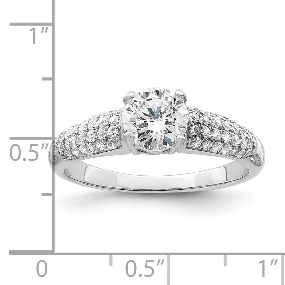 Brilliant Embers Sterling Silver Rhodium-plated 53 Stone Micro PavÃƒÂ¢Ã‚â‚¬Ã‚Å¡ CZ Ring