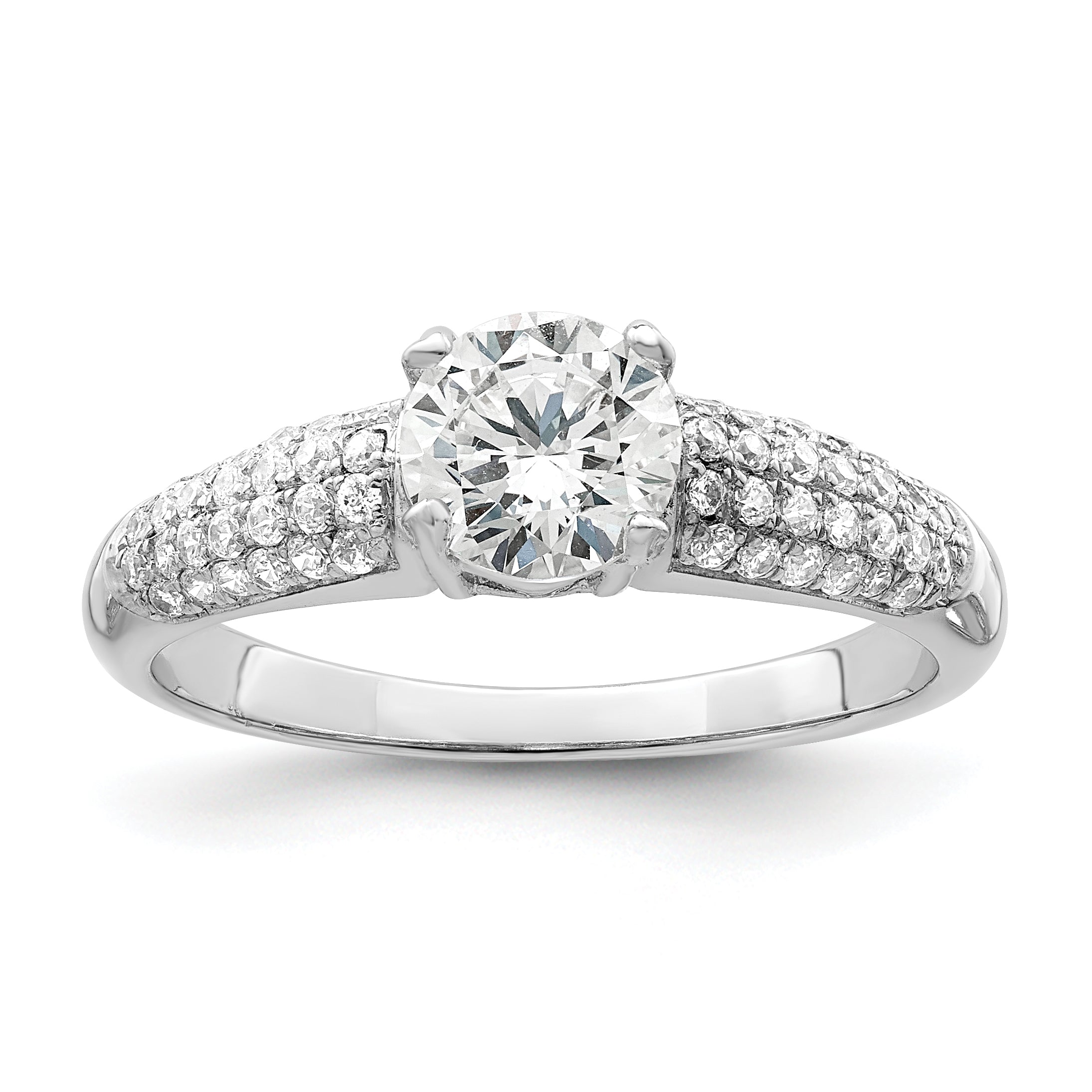 Brilliant Embers Sterling Silver Rhodium-plated 53 Stone Micro Pav‚ CZ Ring Main image